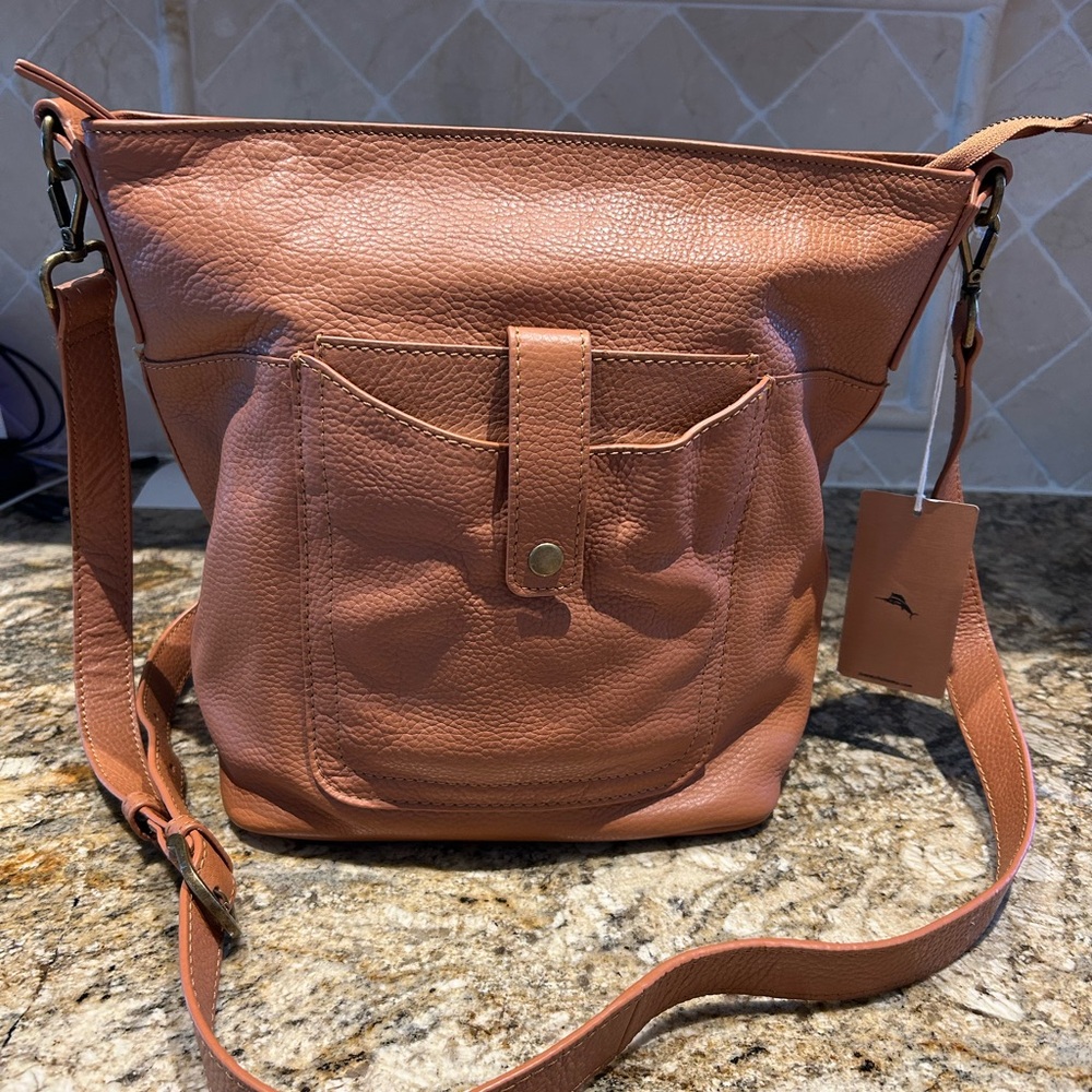 Tommy Bahama Brown Leather Bag Bucket bag,shoulder,crossbody
